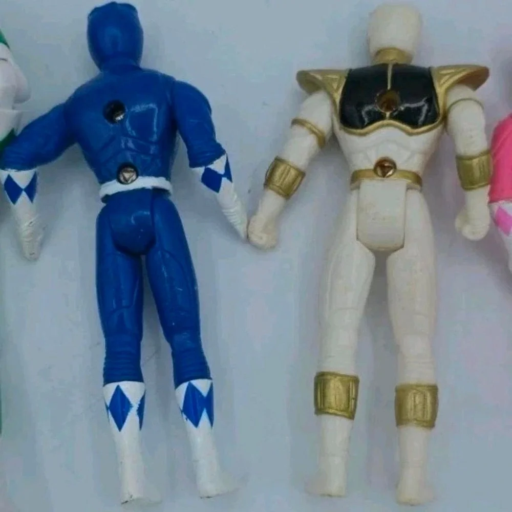 Vintage 90S Power Ranger Figures, Flip Head Figures W Press Out Play Set